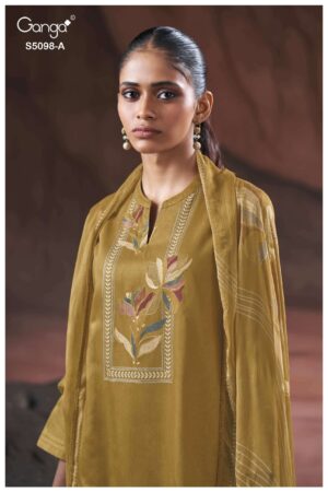 My Fashion Road Ganga Fashion Primrose Cotton Satin Ladies Suit | S5098-A