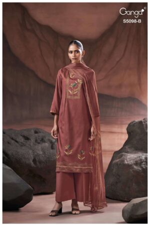 My Fashion Road Ganga Fashion Primrose Cotton Satin Ladies Suit | S5098 – B