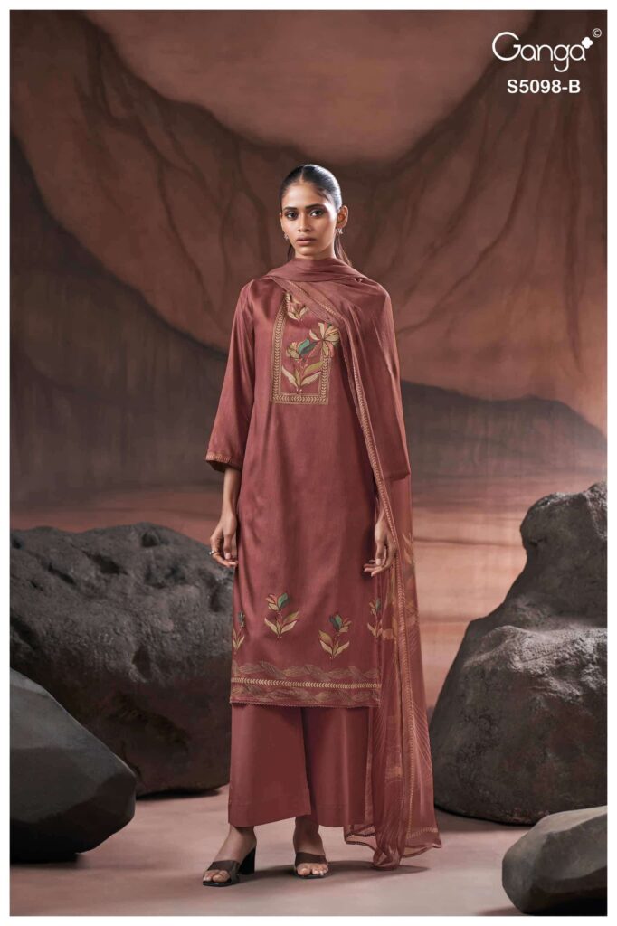 My Fashion Road Ganga Fashion Primrose Cotton Satin Ladies Suit | S5098 – B