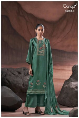 My Fashion Road Ganga Fashion Primrose Cotton Satin Ladies Suit | S5098 – D