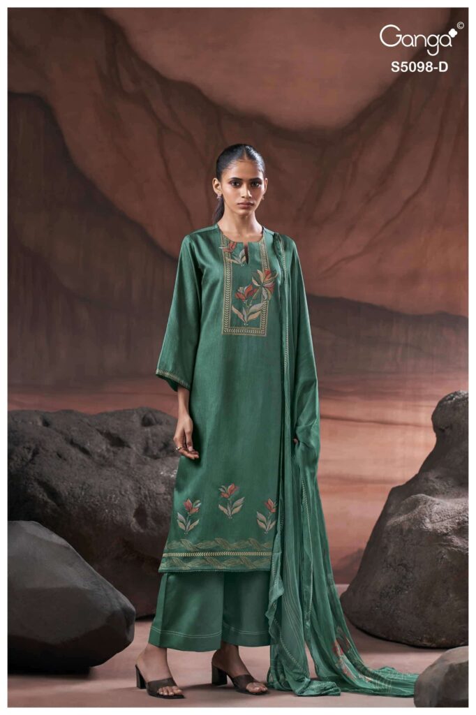 My Fashion Road Ganga Fashion Primrose Cotton Satin Ladies Suit | S5098 – D