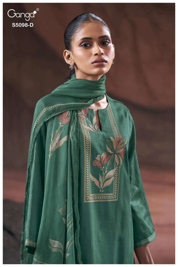 My Fashion Road Ganga Fashion Primrose Cotton Satin Ladies Suit | S5098 – D