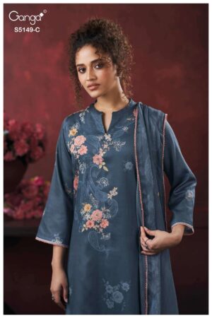 My Fashion Road Ganga Fashion Naila Pure Bemberg Silk Ladies Suit | S5122 – A