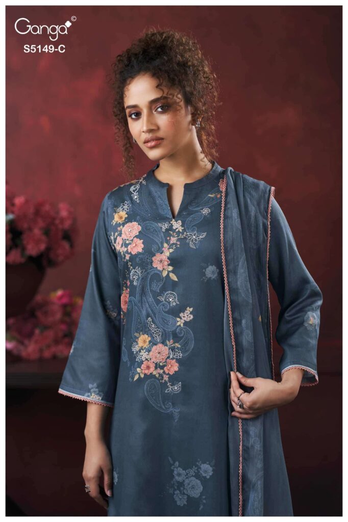 My Fashion Road Ganga Fashion Naila Pure Bemberg Silk Ladies Suit | S5122 – A