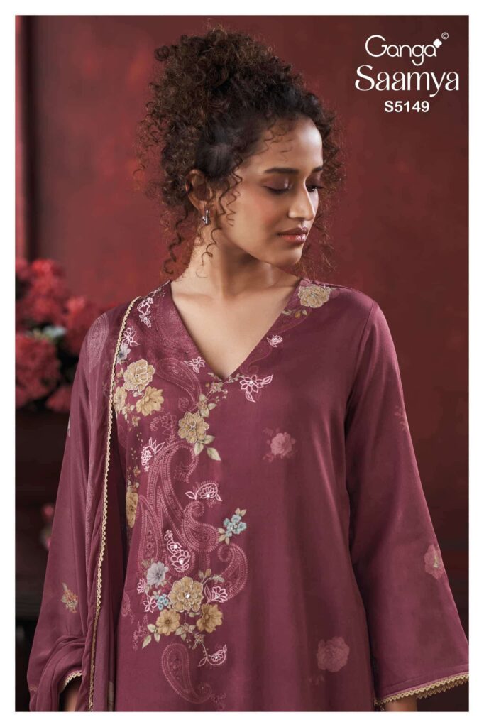 My Fashion Road Ganga Fashion Naila Pure Bemberg Silk Ladies Suit | S5122 – B