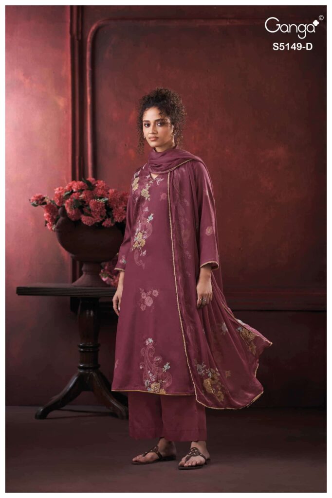 My Fashion Road Ganga Fashion Naila Pure Bemberg Silk Ladies Suit | S5122 – B