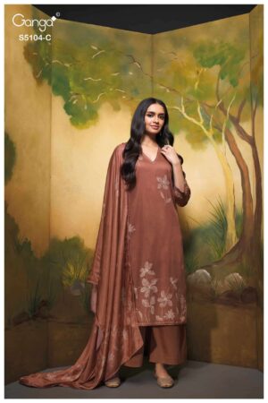 My Fashion Road Ganga Fashion Saidnya Fancy Cotton Satin Suit | S5104 – C
