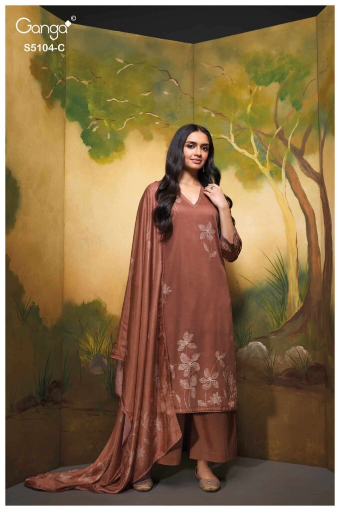 My Fashion Road Ganga Fashion Saidnya Fancy Cotton Satin Suit | S5104 – C