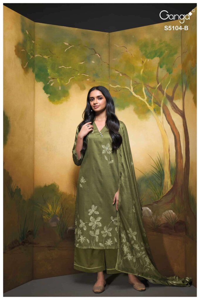 My Fashion Road Ganga Fashion Saidnya Fancy Cotton Satin Suit | S5104 – B