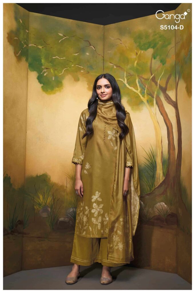 My Fashion Road Ganga Fashion Saidnya Fancy Cotton Satin Suit | S5104 – D