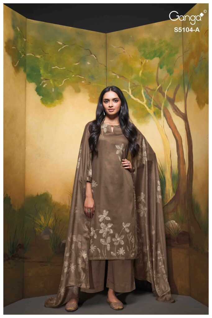 My Fashion Road Ganga Fashion Saidnya Fancy Cotton Satin Suit | S5104 – A