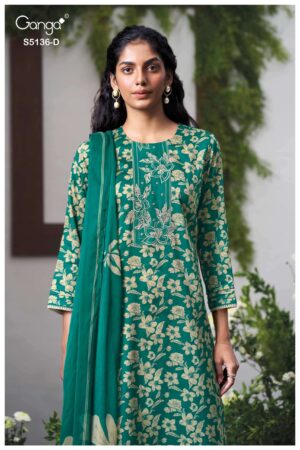 My Fashion Road Ganga Fashion Tilotama Printed Cotton Satin Dress | S5136 – D