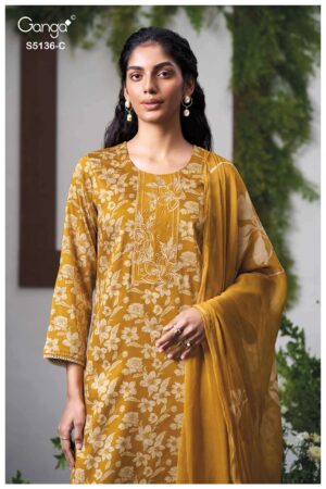 My Fashion Road Ganga Fashion Tilotama Printed Cotton Satin Dress | S5136 – C
