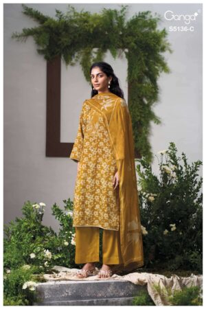 My Fashion Road Ganga Fashion Tilotama Printed Cotton Satin Dress | S5136 – C