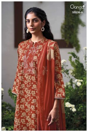 My Fashion Road Ganga Fashion Tilotama Printed Cotton Satin Dress | S5136 – A