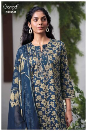 My Fashion Road Ganga Fashion Tilotama Printed Cotton Satin Dress | S5136 – B