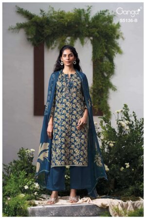 My Fashion Road Ganga Fashion Tilotama Printed Cotton Satin Dress | S5136 – B