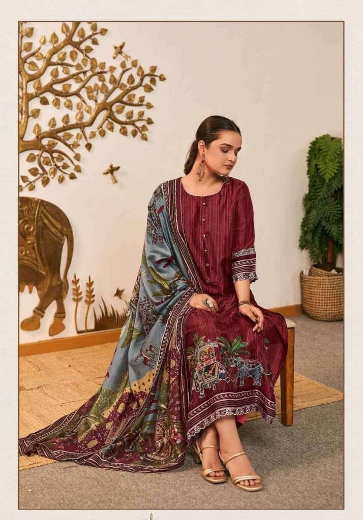 My Fashion Road Jay Vijay Anitraa Fancy Tussar Silk Latest Suit Sets | 3330 – C