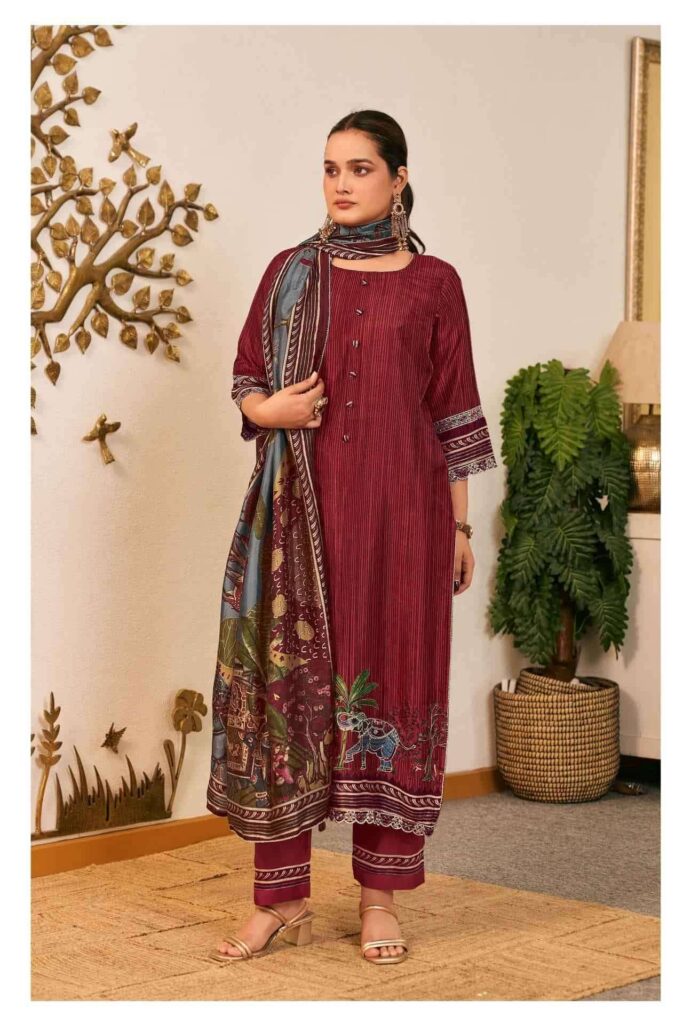 My Fashion Road Jay Vijay Anitraa Fancy Tussar Silk Latest Suit Sets | 3330 – C
