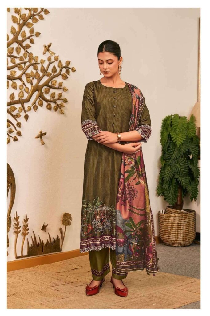 My Fashion Road Jay Vijay Anitraa Fancy Tussar Silk Latest Suit Sets | 3330 – B