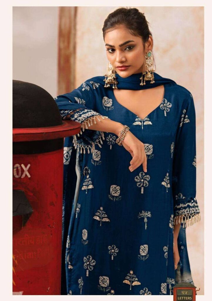 My Fashion Road Jay Vijay Meeha Designer Silk Premium Ladies Suit | 3316 – C