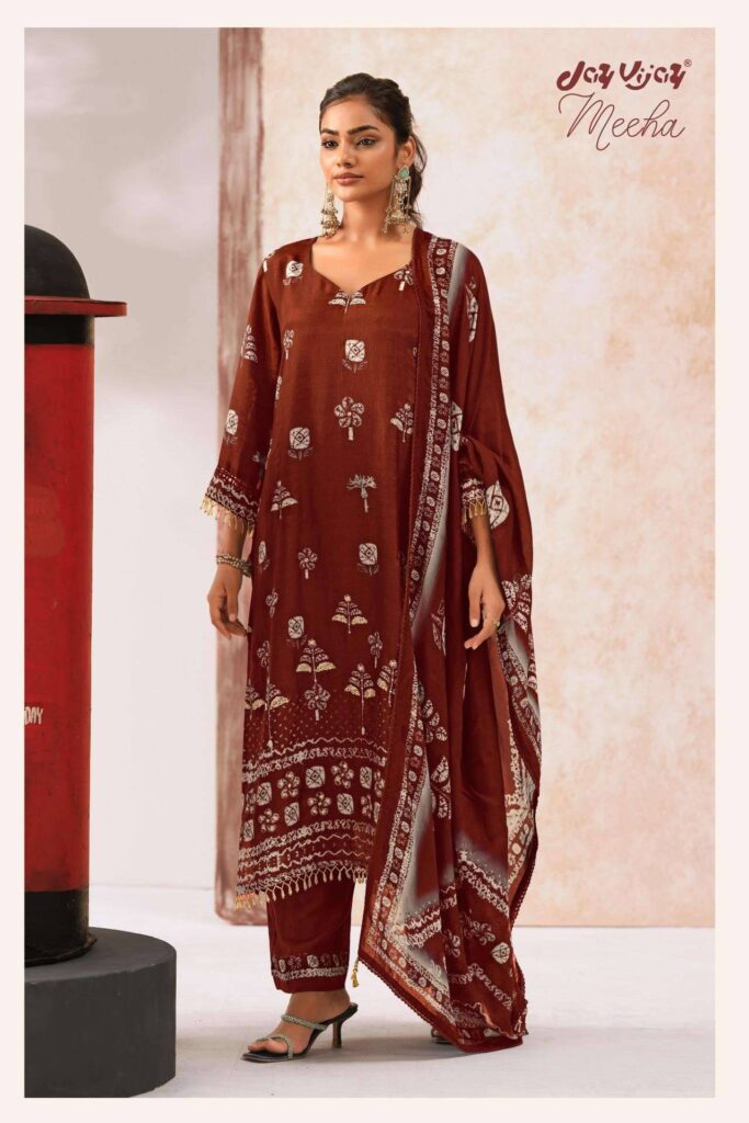 My Fashion Road Jay Vijay Meeha Designer Silk Premium Ladies Suit | 3316 – D