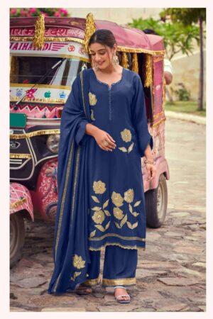 My Fashion Road Jay Vijay Pravika Fancy Muslin Silk Designer Suit | 3345 – A