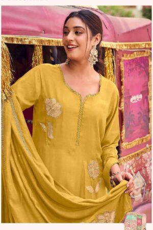 My Fashion Road Jay Vijay Pravika Fancy Muslin Silk Designer Suit | 3345 – D