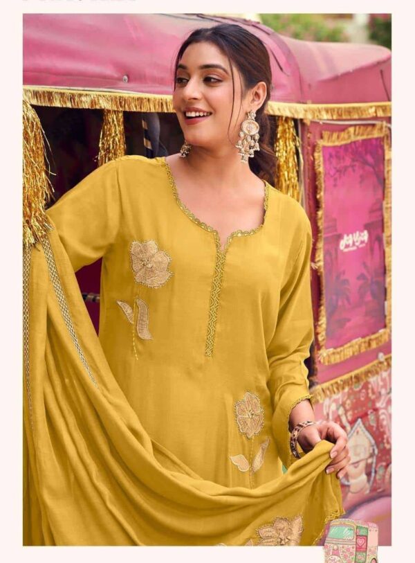 My Fashion Road Jay Vijay Pravika Fancy Muslin Silk Designer Suit | 3345 – D