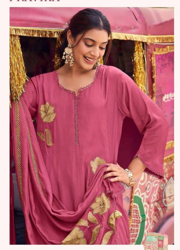 My Fashion Road Jay Vijay Pravika Fancy Muslin Silk Designer Suit | 3345 – B