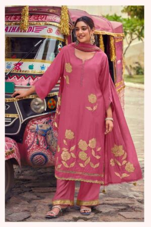 My Fashion Road Jay Vijay Pravika Fancy Muslin Silk Designer Suit | 3345 – B