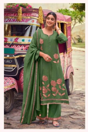 My Fashion Road Jay Vijay Pravika Fancy Muslin Silk Designer Suit | 3345 – C