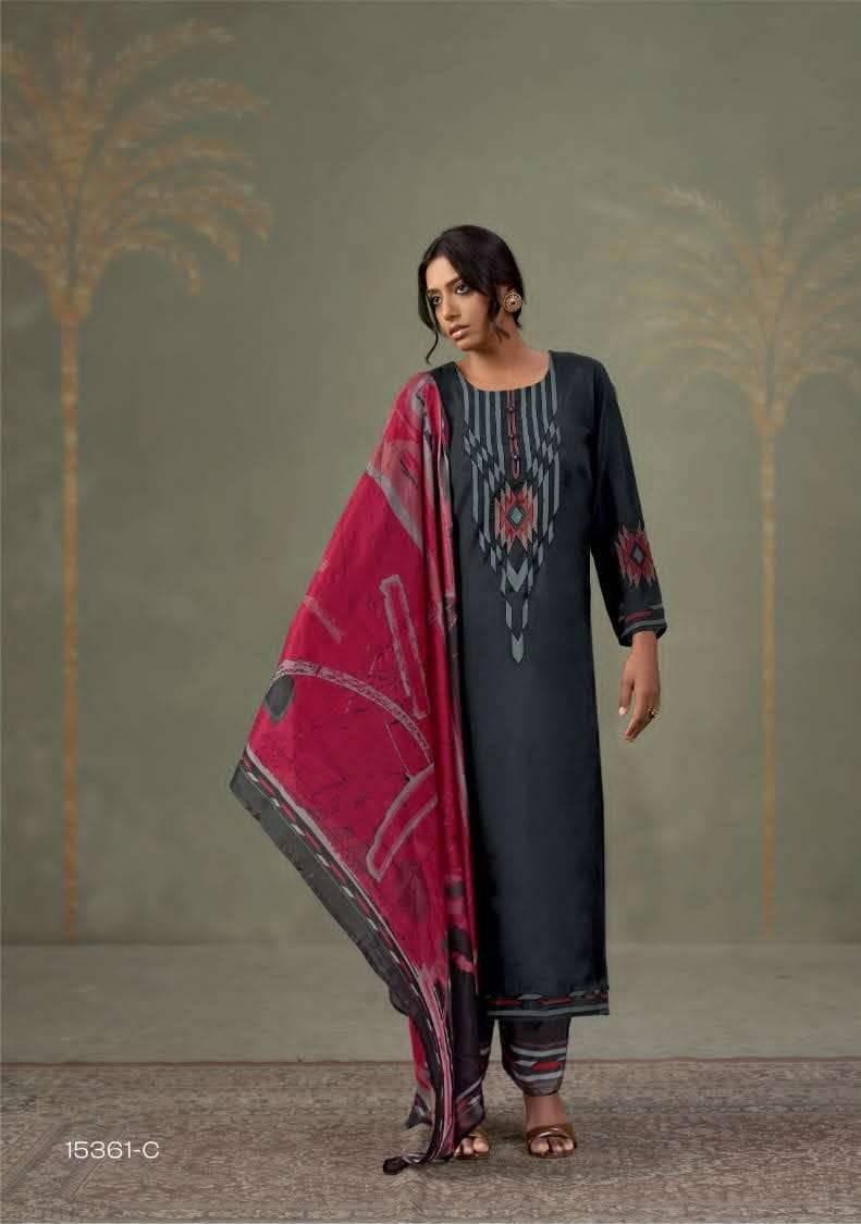 My Fashion Road Omtex Adara Applique Work Muslin Silk Suit | 15361 – C My Fashion Road Omtex Adara Applique Work Muslin Silk Suit | 15361 – C