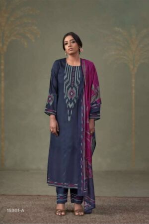 My Fashion Road Omtex Adara Applique Work Muslin Silk Suit | 15361 – A