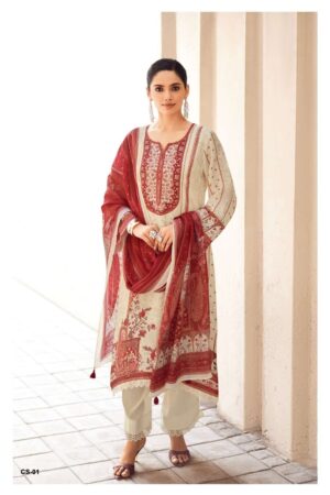 My Fashion Road Varsha Crimson Exclusive Satin Silk Latest Suit | CS – 01