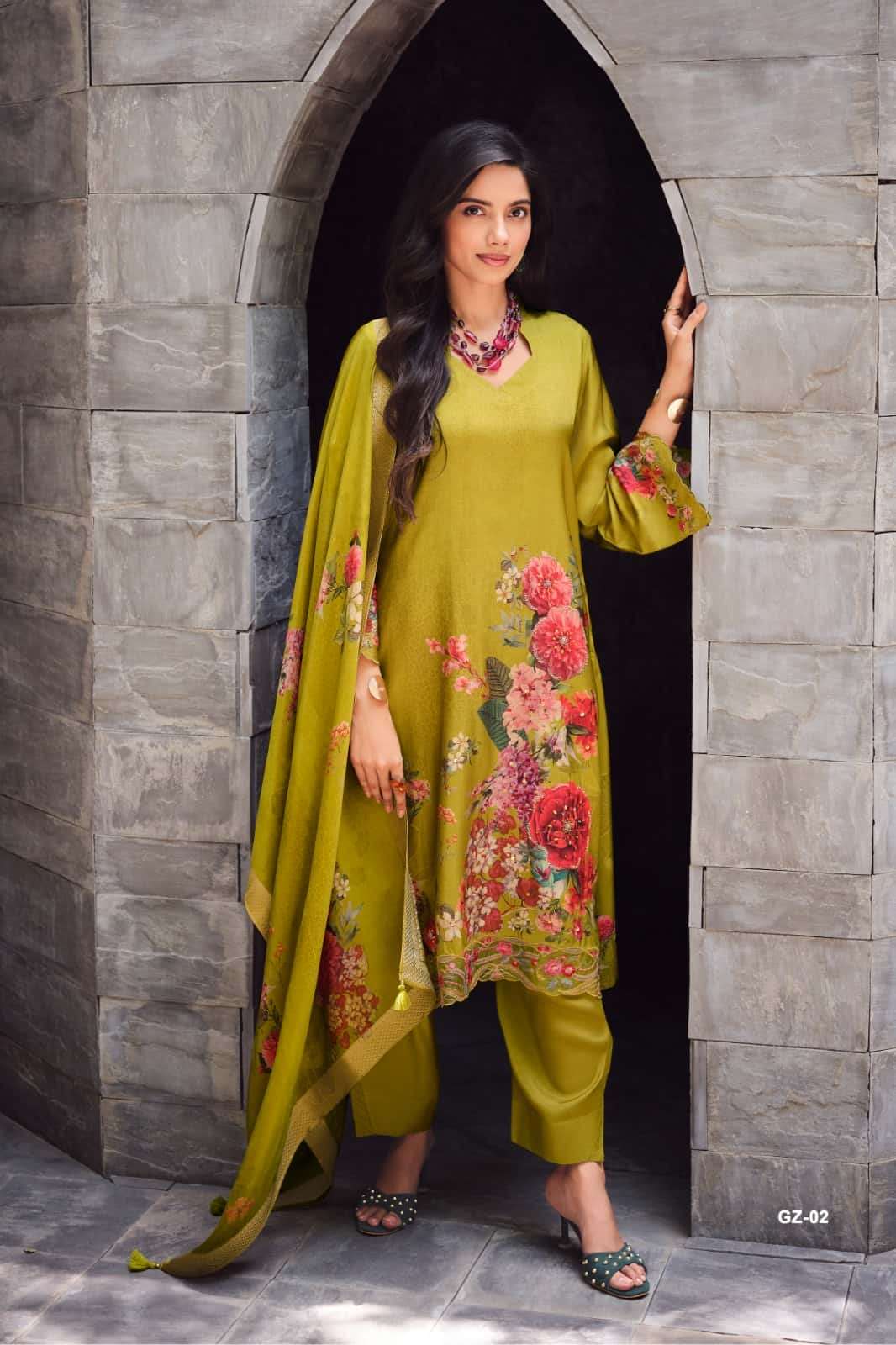 My Fashion Road Varsha Gulzaar Designer Silk Ladies Salwar Suit | GZ – 02 My Fashion Road Varsha Gulzaar Designer Silk Ladies Salwar Suit | GZ – 02
