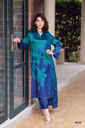 My Fashion Road Varsha Rose Haven Digital Printed Gajji Silk Ladies Dress | RH – 02