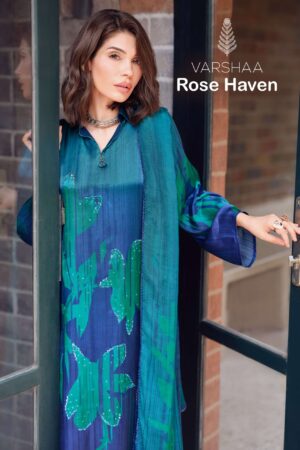 My Fashion Road Varsha Rose Haven Digital Printed Gajji Silk Ladies Dress | RH – 02