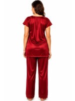 My Fashion Road Zyvera Red Self Design Baby Dolls Nightsuit