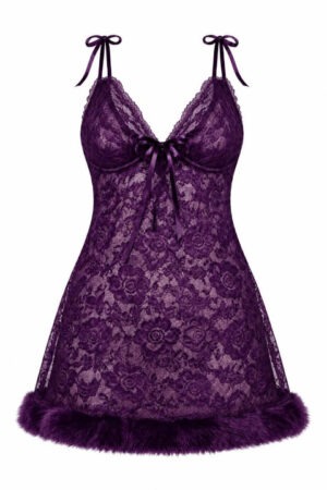 My Fashion Road Zyvera Purple Self Design Baby Dolls Nightsuits