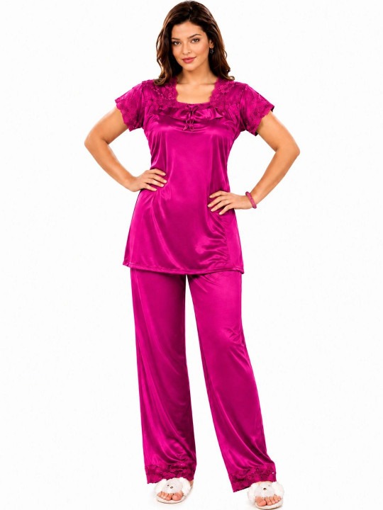 My Fashion Road Zyvera Pink Solid Satin Baby Dolls Nightwear My Fashion Road Zyvera Pink Solid Satin Baby Dolls Nightwear