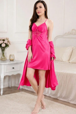 My Fashion Road Zyvera Pink Solid Baby Dolls Nightwear