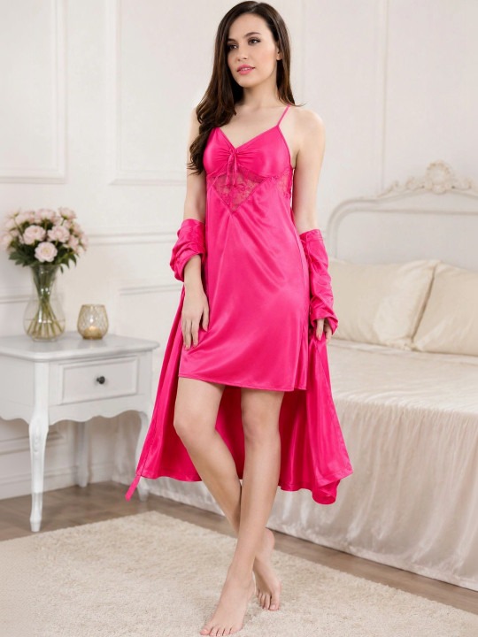 My Fashion Road Zyvera Pink Solid Baby Dolls Nightwear My Fashion Road Zyvera Pink Solid Baby Dolls Nightwear