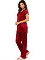 My Fashion Road Zyvera Red Self Design Baby Dolls Nightsuit