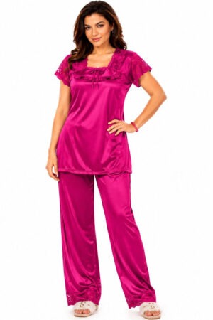 My Fashion Road Zyvera Pink Solid Satin Baby Dolls Nightwear