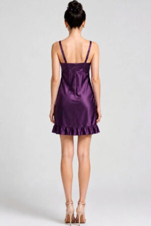 My Fashion Road Zyvera Purple Self Design Satin Baby Doll Nightdress