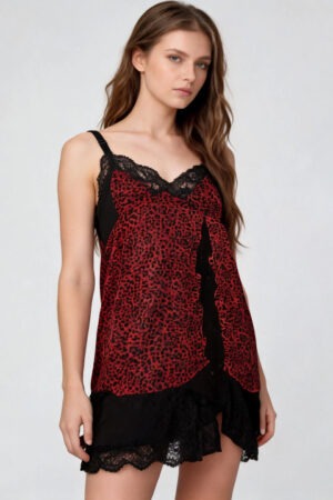 My Fashion Road Zyvera Satin Satin Printed Baby Doll Nightdress
