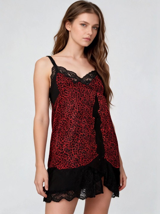 My Fashion Road Zyvera Satin Satin Printed Baby Doll Nightdress