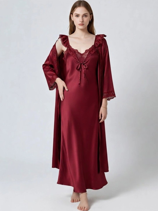 My Fashion Road Zyvera Burgundy Solid Baby Dolls Nightwear My Fashion Road Zyvera Burgundy Solid Baby Dolls Nightwear