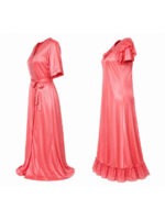 My Fashion Road Zyvera Pink Self Design Satin Baby Dolls With Robe